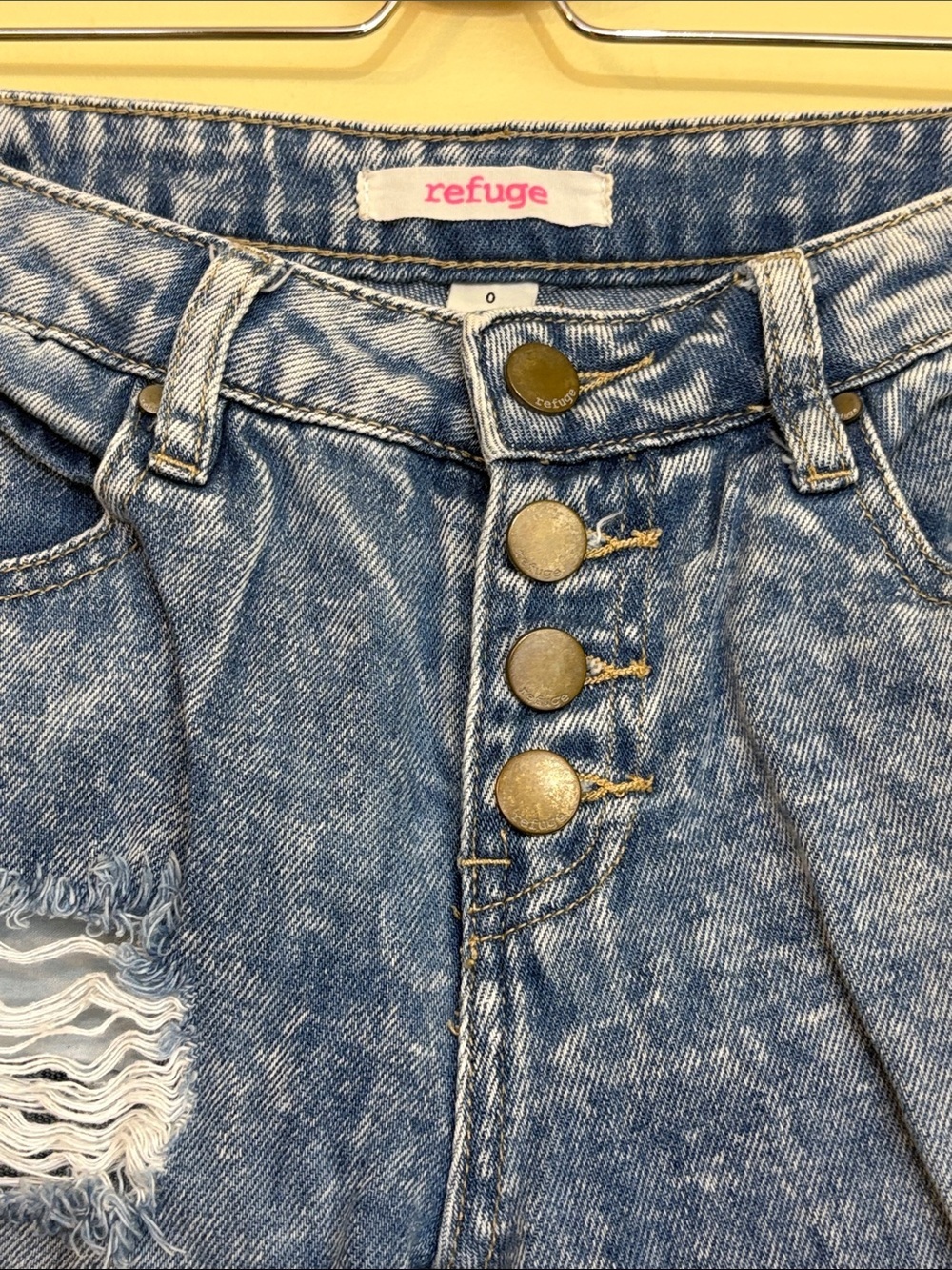 Refuge | Acid Wash Distressed High Rise Mom Jeans 90s Grunge Streetwear Y2K 0 - Picture 7 of 13